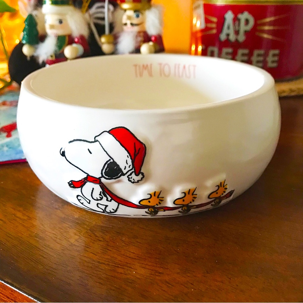 Rae Dunn Snoopy Woodstock Holiday Pet Bowl, Dog Cat